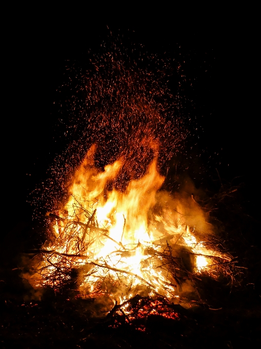 Glühend holz nacht flamme