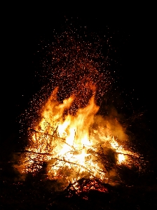 Glowing wood night flame Photo