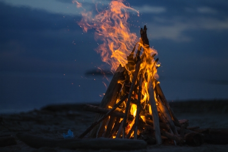 Beach night evening flame Photo