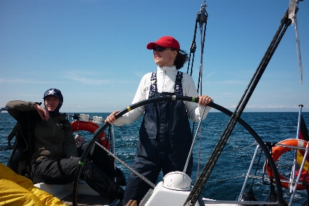 Sea woman boat vehicle Photo