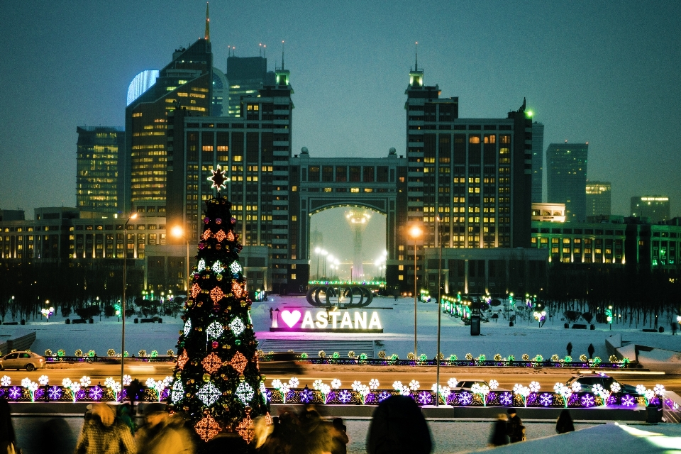 Winter architecture skyline night