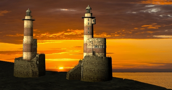 Sea coast horizon silhouette Photo