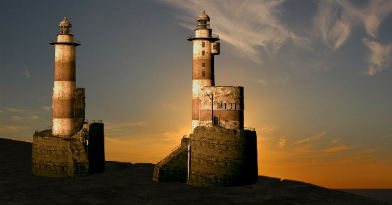 Sea coast silhouette lighthouse Photo