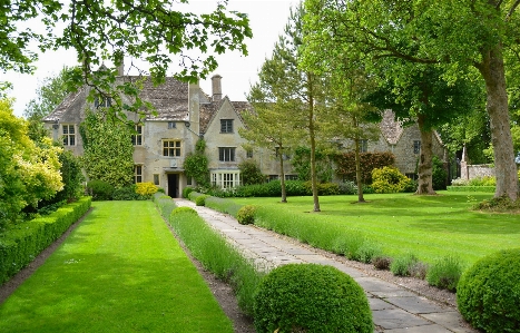 Photo Arbre herbe pelouse manoir
