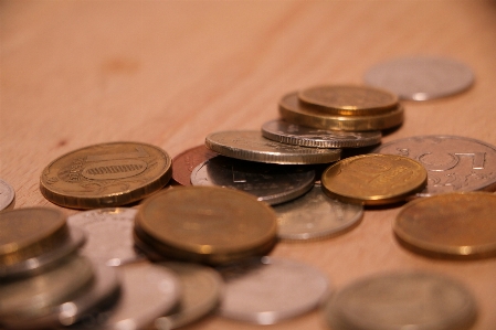 Metal handful money close up Photo