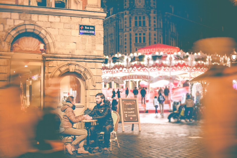 Straße nacht menge stadtbild