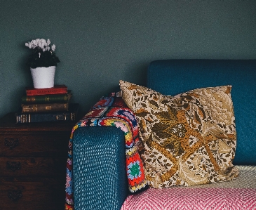 Wood blue furniture sofa Photo