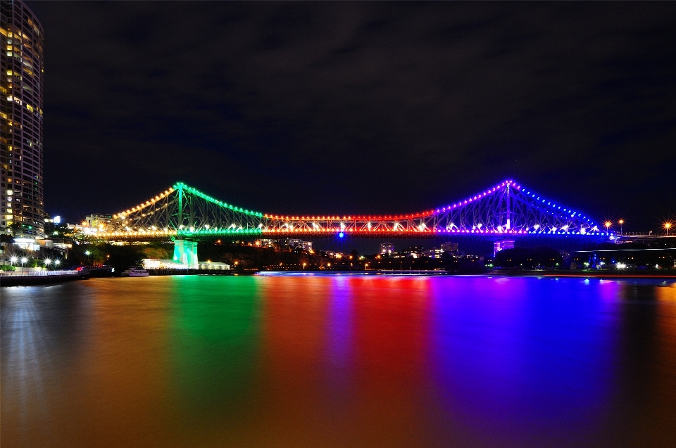 Light bridge skyline night