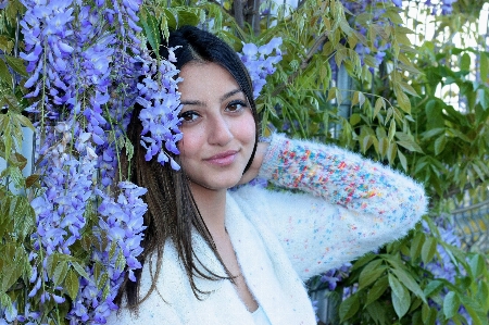 Fence plant girl woman Photo