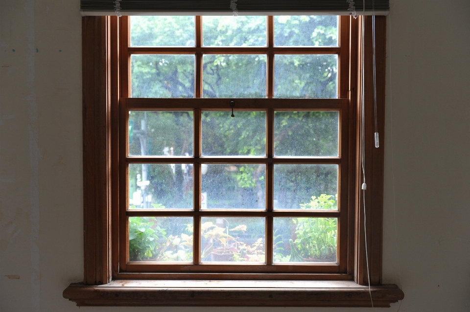 Landscape wood window glass