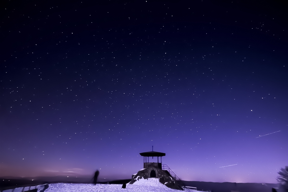 雪 天空 夜晚 星星