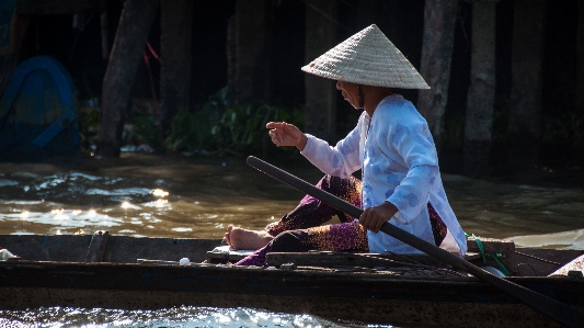 Water woman boat river Photo