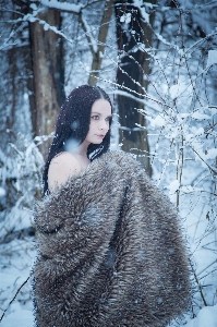 Tree snow winter girl Photo