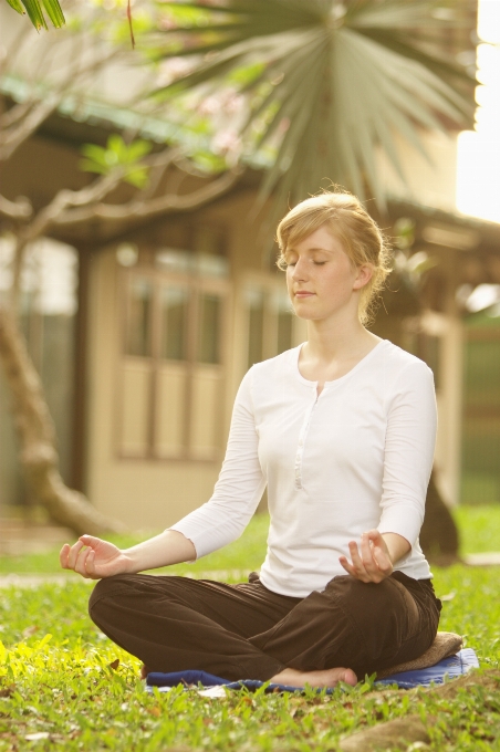 Mujer sesión meditar
 budista