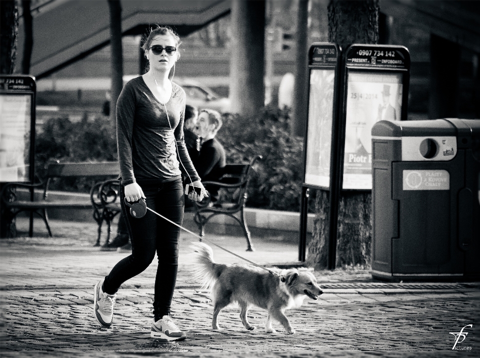 Black and white girl woman road