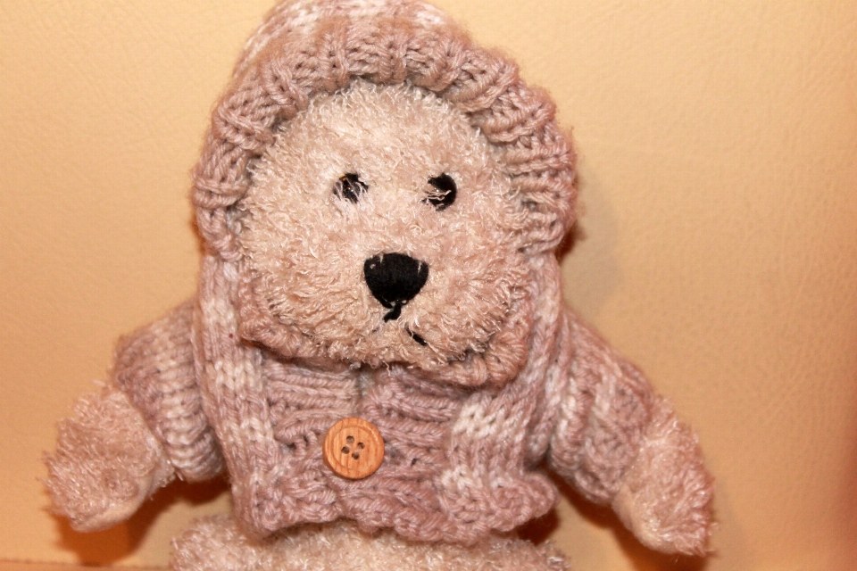 Pink toy teddy bear crochet