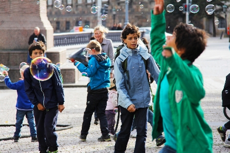 Pedestrian walking city crowd Photo