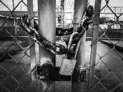 Fence black and white street Photo