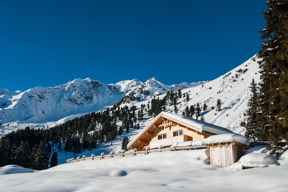 Paesaggio natura montagna nevicare