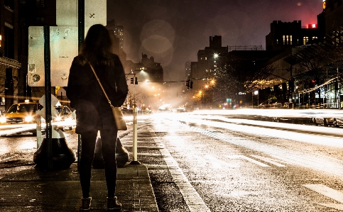 Pedestrian winter light woman Photo