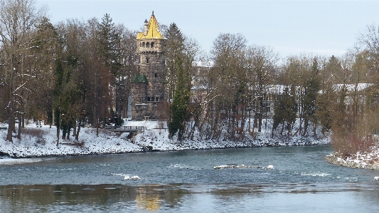 Photo Paysage arbre eau neige