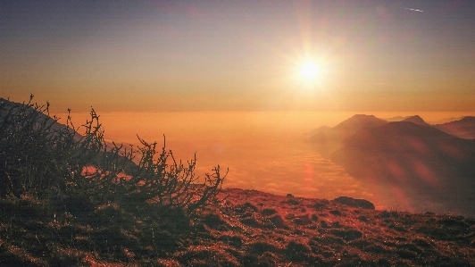 Sea horizon mountain cloud Photo