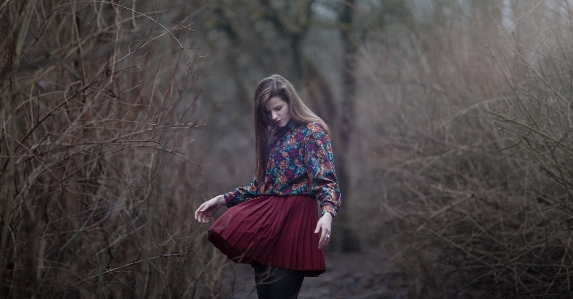 Nature forest winter girl Photo