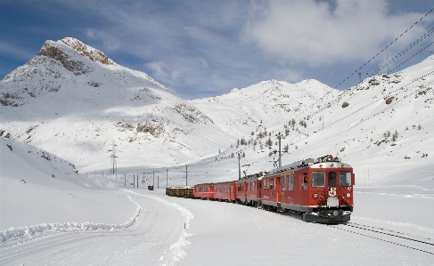 Mountain snow winter railway Photo