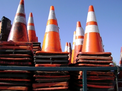 Traffic cones road warning Photo