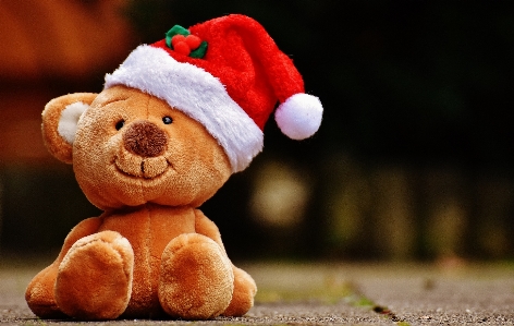 Christmas toy teddy bear santa hat Photo