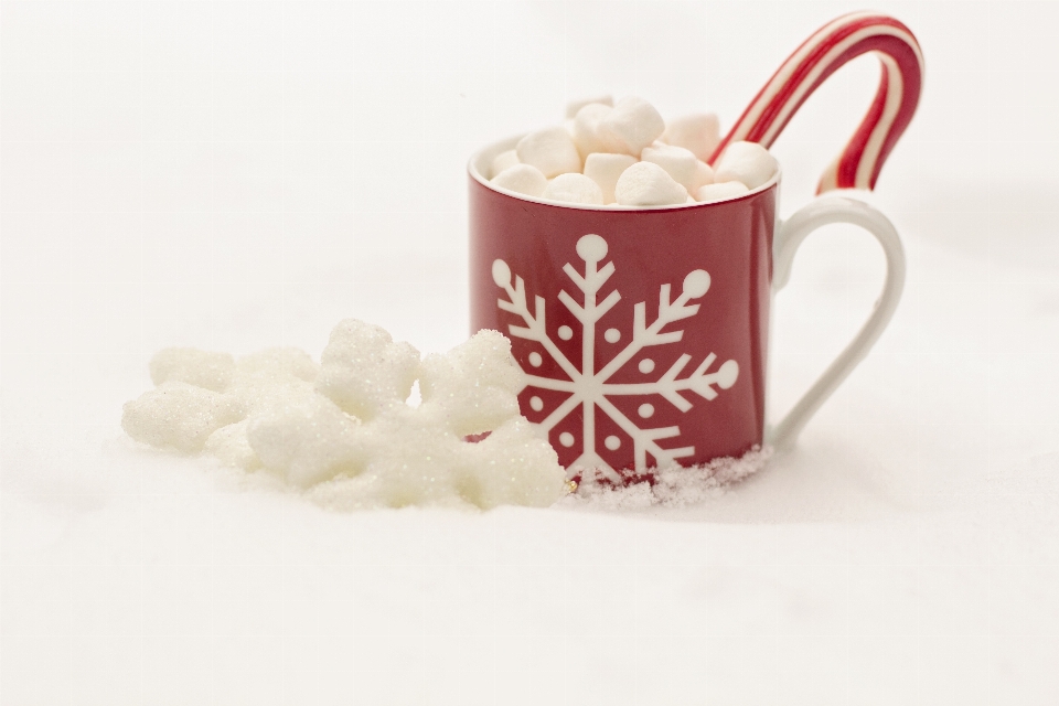 Neige hiver tasse chocolat chaud
