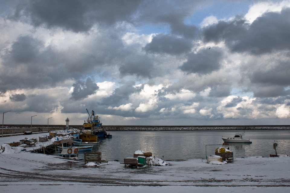 Strand meer wasser schnee