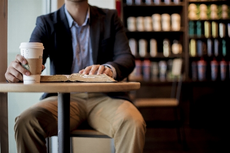 Writing hand man table Photo