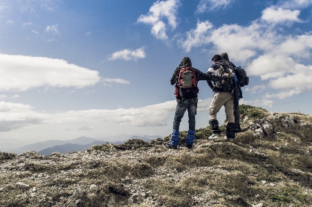 Walking mountain group people Photo