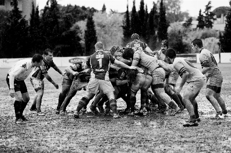 Photo Noir et blanc
 personnes sport foule