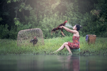 Water people woman hair Photo