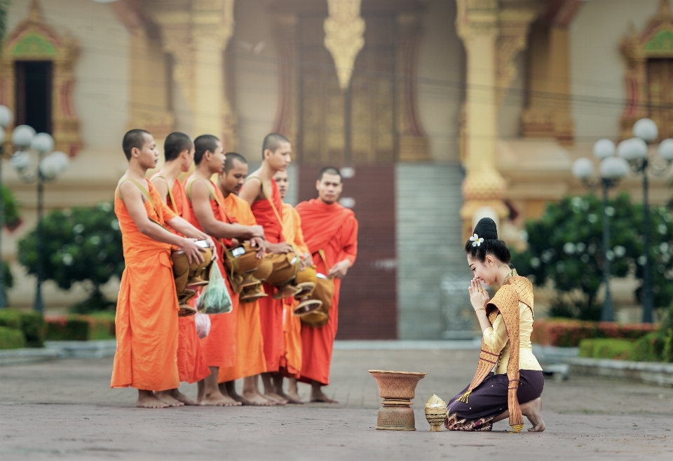 Gathering people woman orange