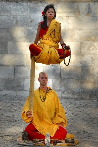 Person thinking tranquility orange Photo