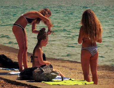 Beach sea sand girl Photo