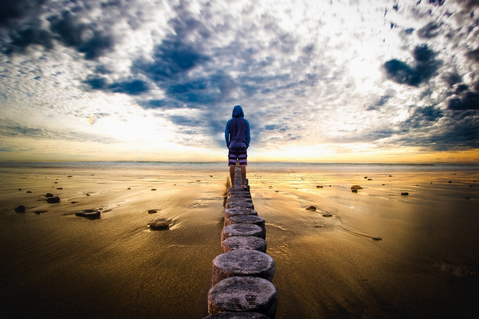 Man beach landscape sea