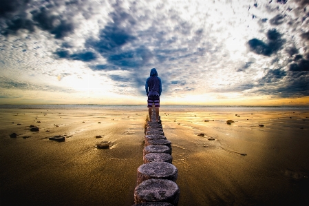 Man beach landscape sea Photo