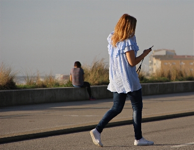 Woman road white female Photo