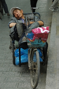 Man person street cart Photo