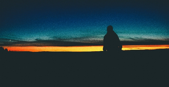 Sea horizon silhouette person Photo