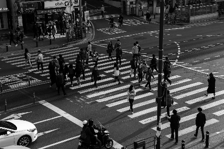 Pedestrian black and white people road Photo