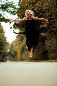 Tree girl woman road Photo