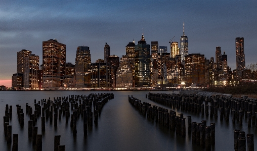 Wasser horizont nacht stadt Foto