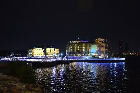 Dock light skyline night Photo