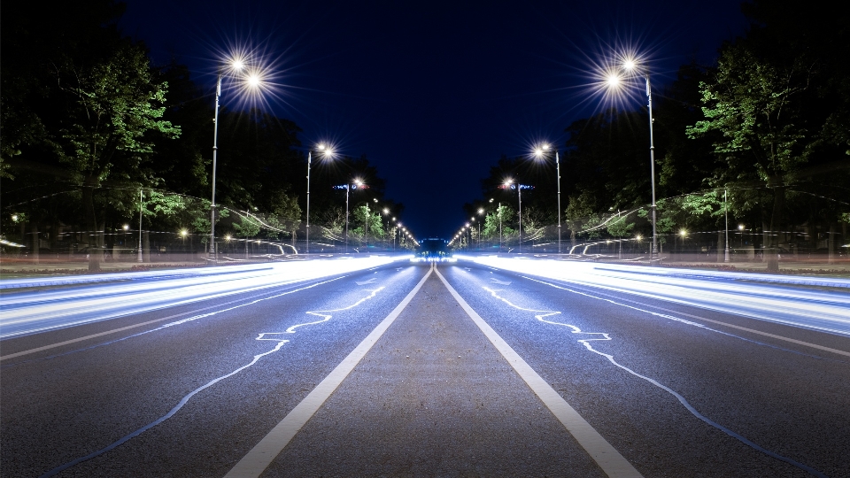 光 路 夜晚 高速公路