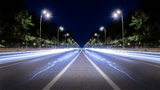 Zdjęcie światło droga noc autostrada